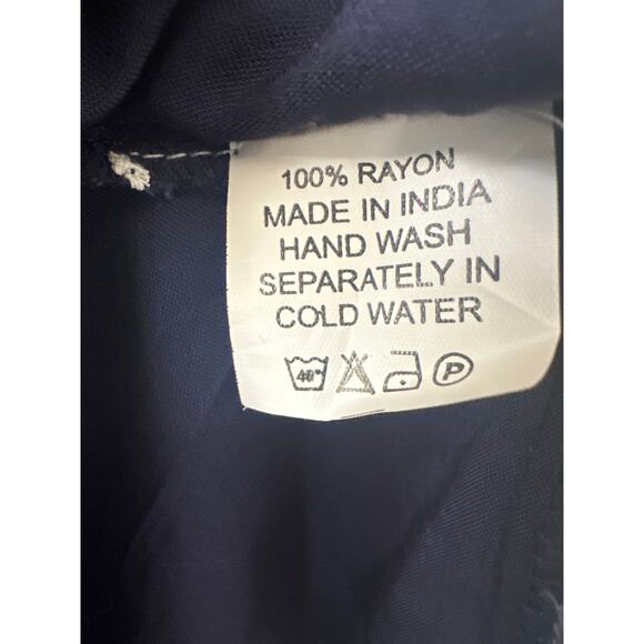 Dark Blue Kaftan Maxi Dress Ethnic Embroidery Women's XL Loungwear Beach Boho - Picture 6 of 6